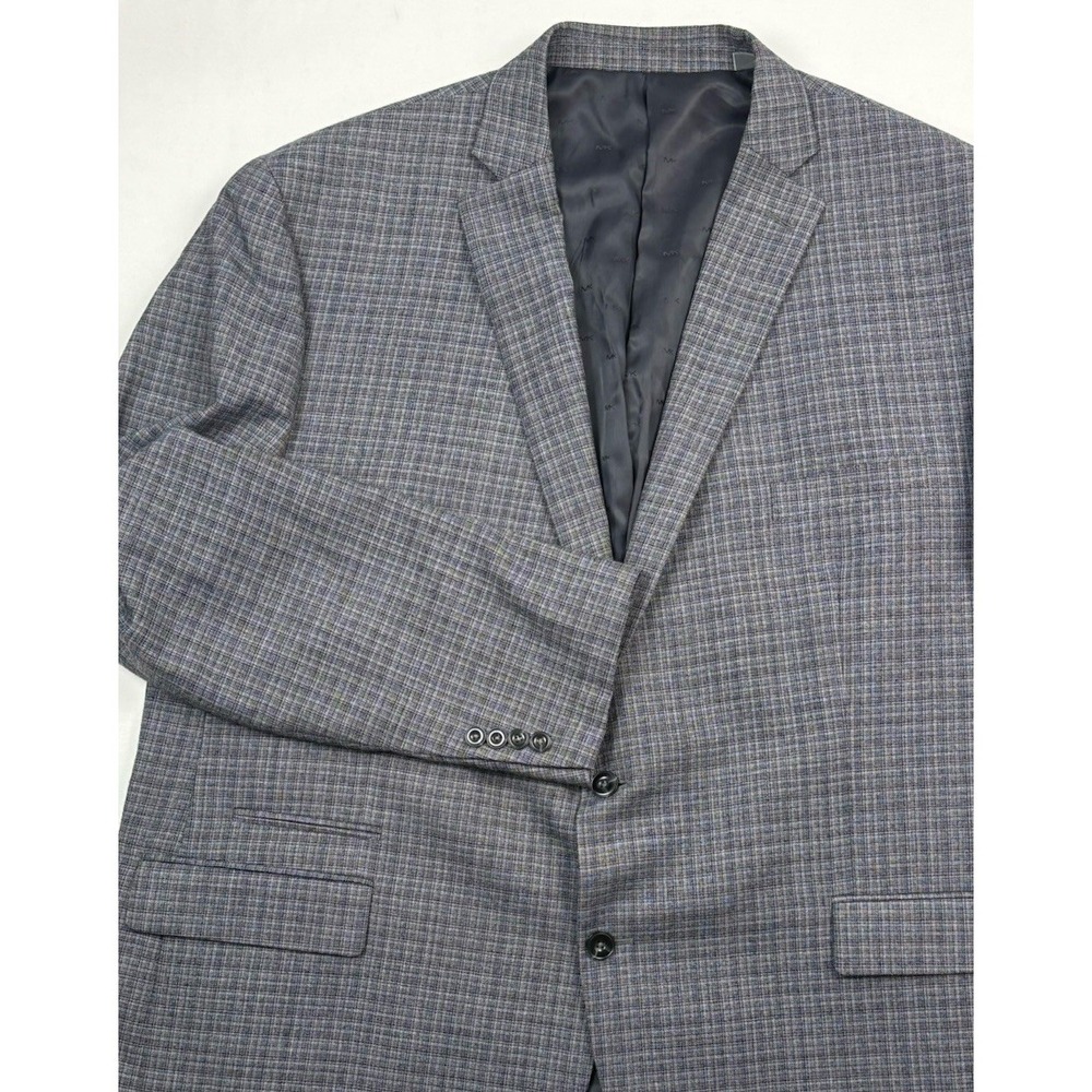 Michael Kors Flannel Wool Blazer 54L Micro Windowpane Plaid Gray/Black/Blue/Pink
